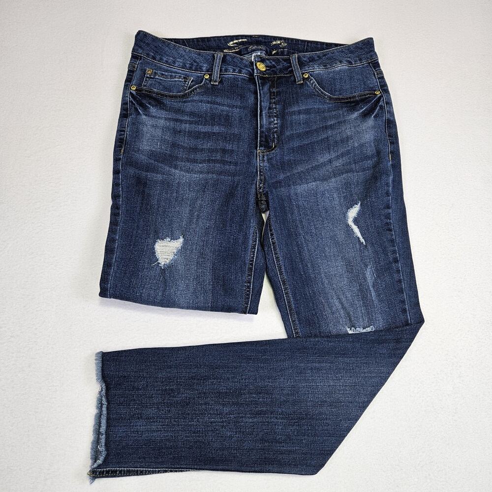 Seven7 Jeans Womens 12 Weekend Slim Fit Distressed Raw Hem High Rise Canal Blue